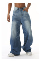 Retro Washed Jeans Loose Straight Wide Leg Pants