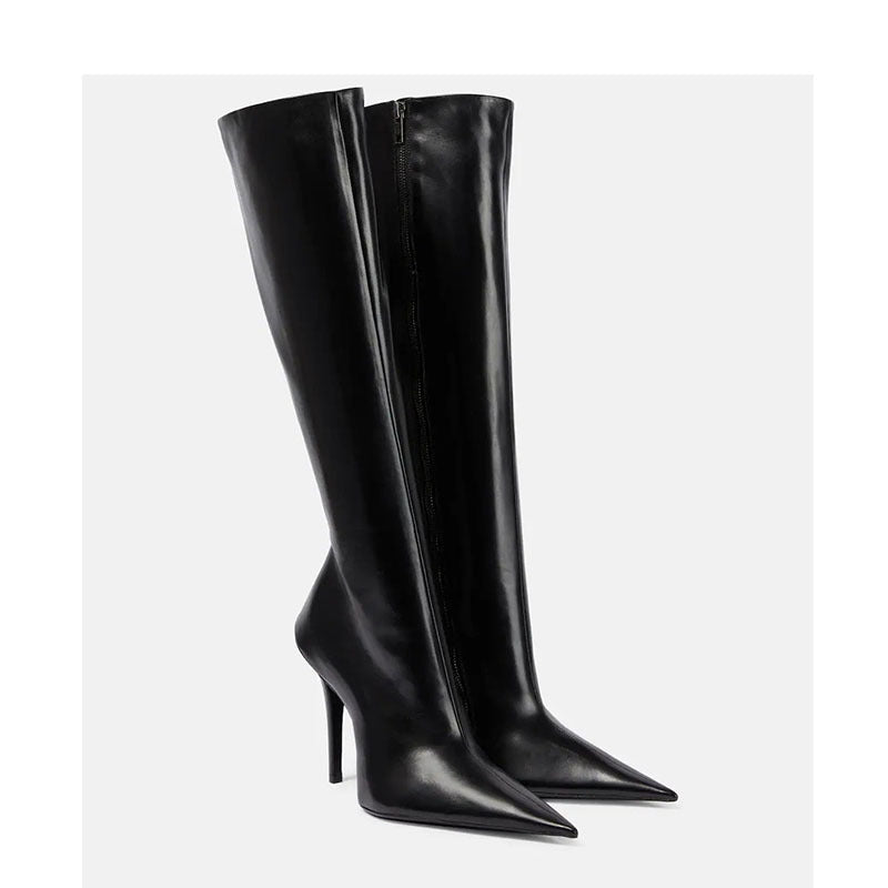 New Stiletto Heel Pointed Shaped Heel Side Zipper Knee-length Female Boots