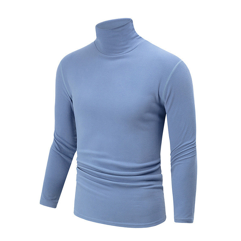 Autumn And Winter Men's Solid Color Versatile High-neck Base Layer Casual Fleece Top