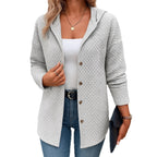 Women's Casual Loose Fashion Plaid Long Sleeve Cardigan Hoodie Coat