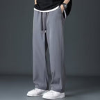 Ice Silk Men's Summer Thin High Street Drooping Straight Wide Leg Pants