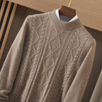 Men's Semi-high Diamond Bottoming Shirt Middle-aged Business Leisure Twisted Warm Sweater