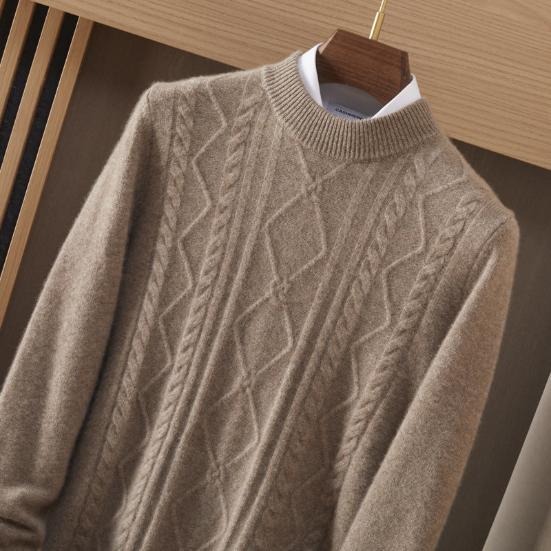 Men's Semi-high Diamond Bottoming Shirt Middle-aged Business Leisure Twisted Warm Sweater