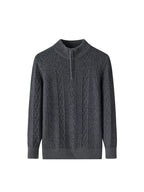 Half Turtleneck Zipper Twisted Flower Sweater Long Sleeve Knitwear