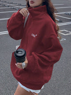 Women's Loose Wool Sports Sweater With A Collar