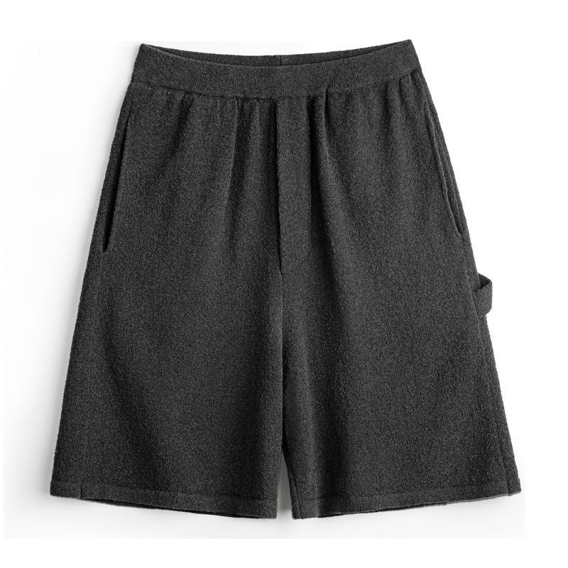 American-style Heavy Gray Loose Profile Straight Breathable Shorts