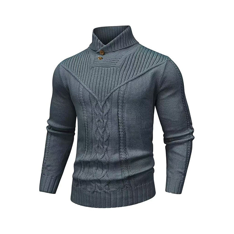 Stand Collar Classic Twisted Pullover Sweater