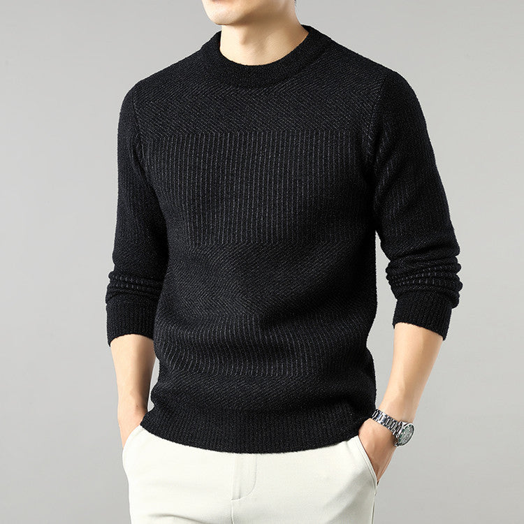 Round Neck Men's Fashion Versatile Thick Long Sleeve Base Sweater