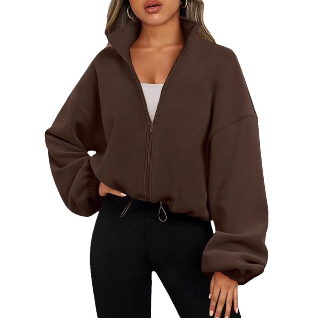 Loose Lapel Cardigan Zipper Sweater