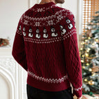 Christmas Retro Round-neck Cable Knit Sweater