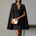 Commuter Double Breasted Shawl Cape Suit Dress