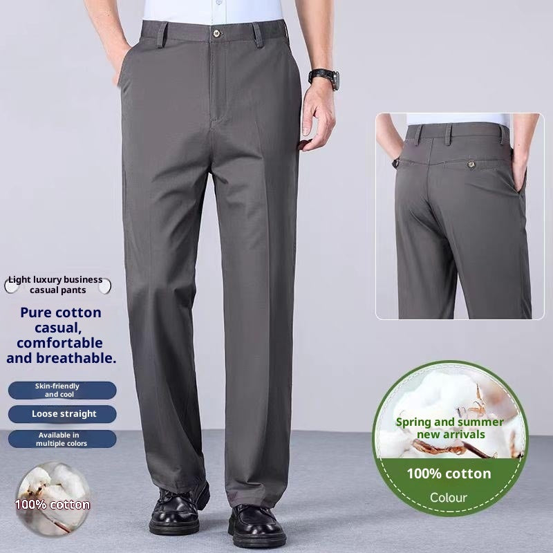 Men's Loose Plus Size Casual Straight-leg Cotton Trousers