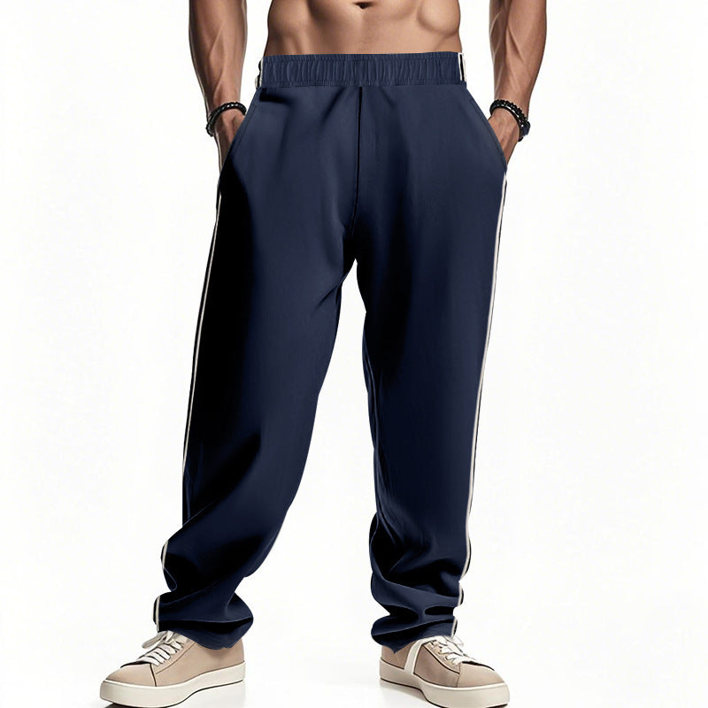 Loose Side Stripes Wide Leg Straight Men's Sports Pants
