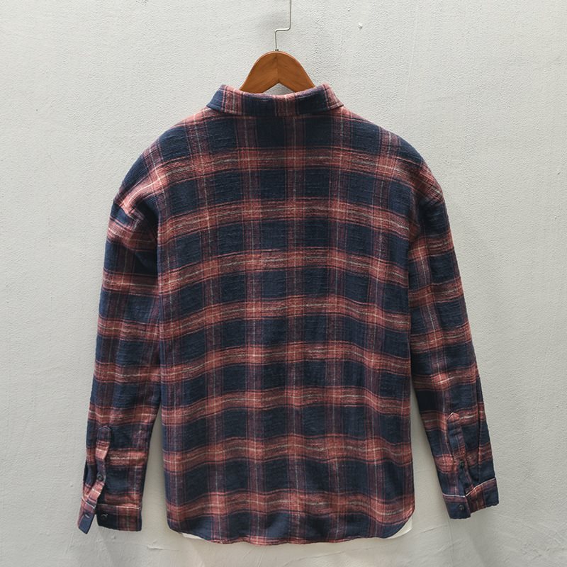 Striped Plaid Spring And Autumn Long-sleeved Shirt Men's Casual