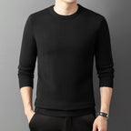 Core-spun Yarn Round Neck Semi-high Collar Knitted Sweater