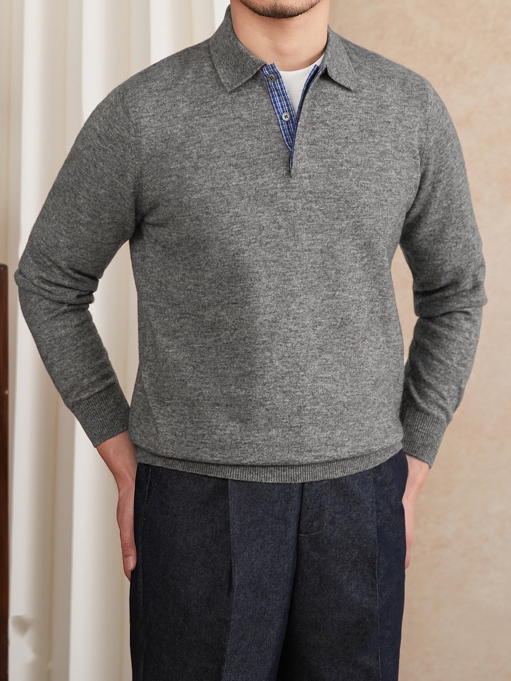 Slim-fit Lapel Polo Shirt Wool Knitted T-shirt