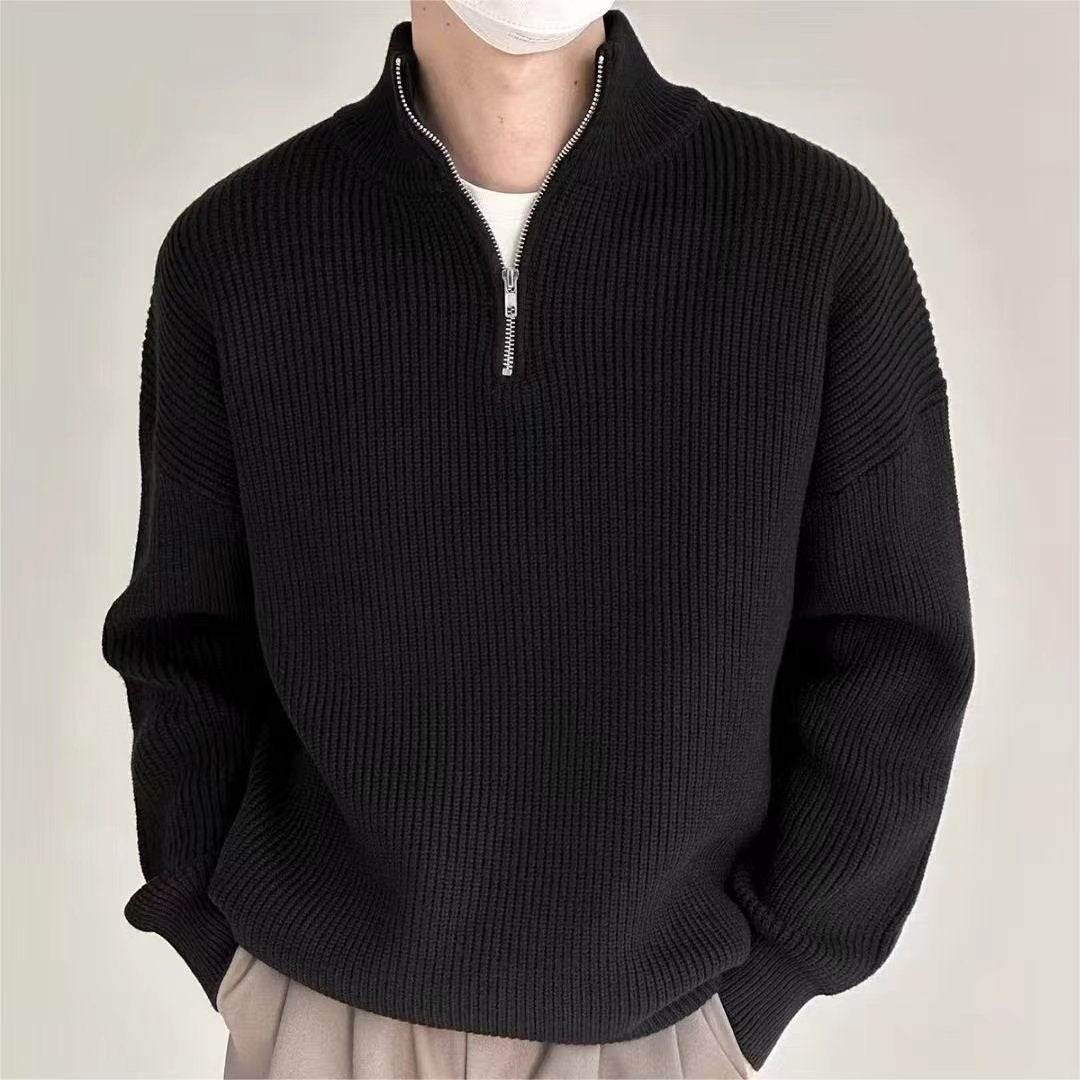 Spring And Autumn Loose Fashion Half Zipper Men's Sweater