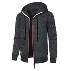 Men's Sports Fitness Casual Jacquard Sweater Hooded Coat