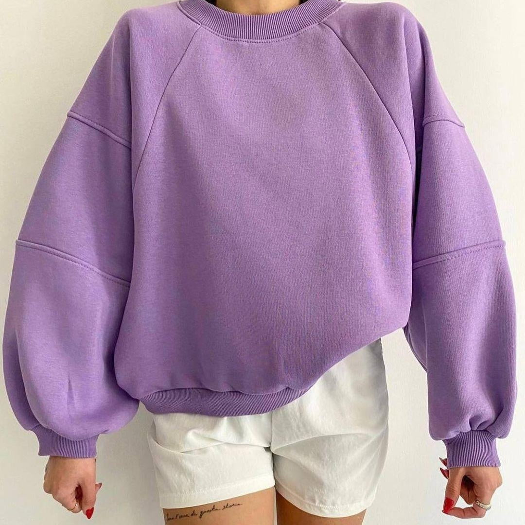 New Round Neck Stitching Long-sleeved Pure Sweater For Women
