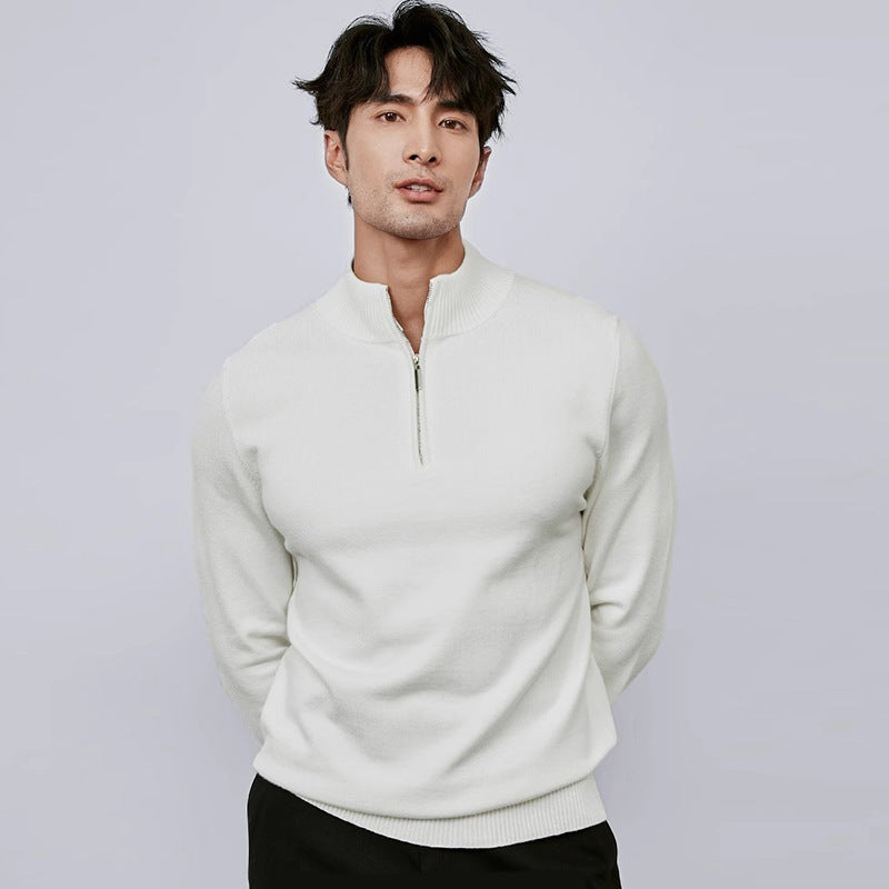 Men's Half Zipper Pullover Long Sleeve Sweater