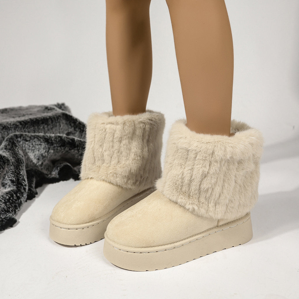 Autumn And Winter Leisure Thick-soled Round Toe Furry Trousers Boots