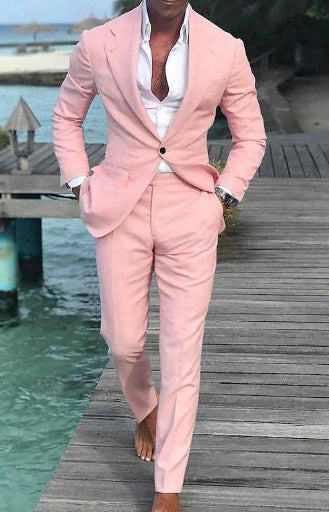 Men's Solid Color Casual Fashion Suit Pants Suit