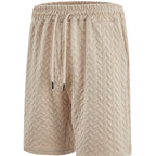 Men's Loose Solid Jacquard Drawstring Casual Beach Pants