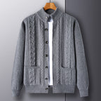 Young And Middle-aged Thick Knit Cardigan Retro Jacquard Loose-fitting Sweater Men's Sweater Coat