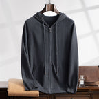 Men's Cashmere Hoodie Zip-Up Knit Cardigan Jacket