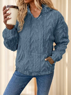 Olid Teddy Bear Textured Hoodie Casual Long Sleeve Kangaroo Pocket Hoodie Sweatshirt