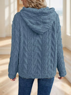 Olid Teddy Bear Textured Hoodie Casual Long Sleeve Kangaroo Pocket Hoodie Sweatshirt