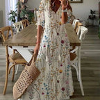 Women's Printed Medium Sleeve Long Dress