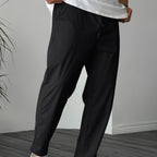 Men's Pure Color Ribbon Pocket Casual Drawstring Trousers