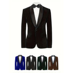 Men's Velvet Blazer With Shawl Collar Wedding Prom Single Button Dress