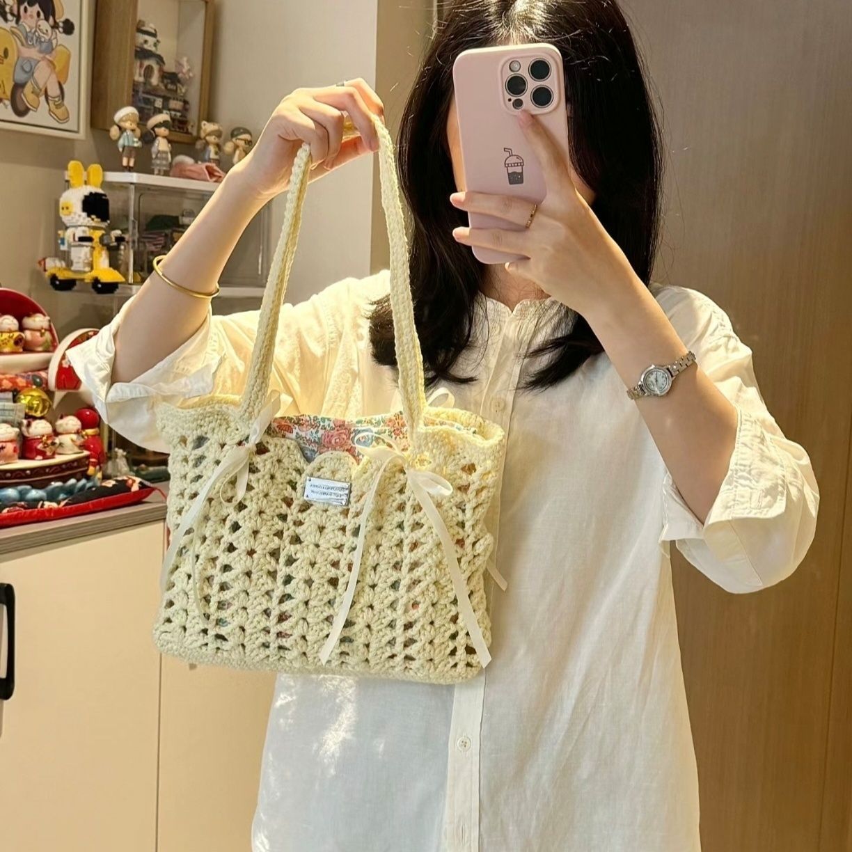 Finished Summer Floral Woven Bag By Hand