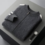 Fashionable All-match Casual Woolen Sweater Four Flat Air Layer Thickened Half Turtleneck Pure Wool Cardigan