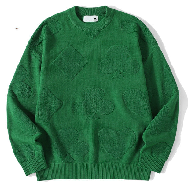 Solid Color Jacquard Thermal Sweater