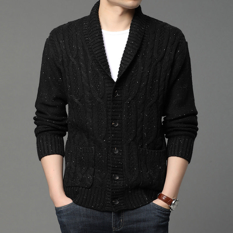 Autumn And Winter Men's Knitted Jackets Men's Korean Style Jacquard