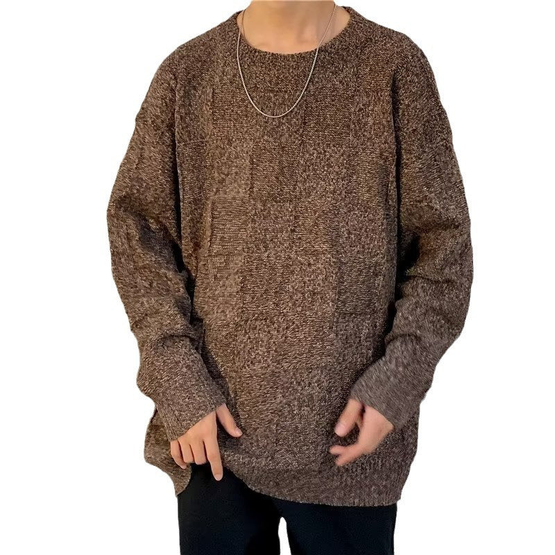 Winter Thickened Diamond Lattice Sweater Men's Loose Casual