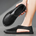 Genuine Leather Breathable One Pedal Beach Sandals