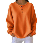 Fashion Round Neck Waffle Solid Color Pullover Loose Top