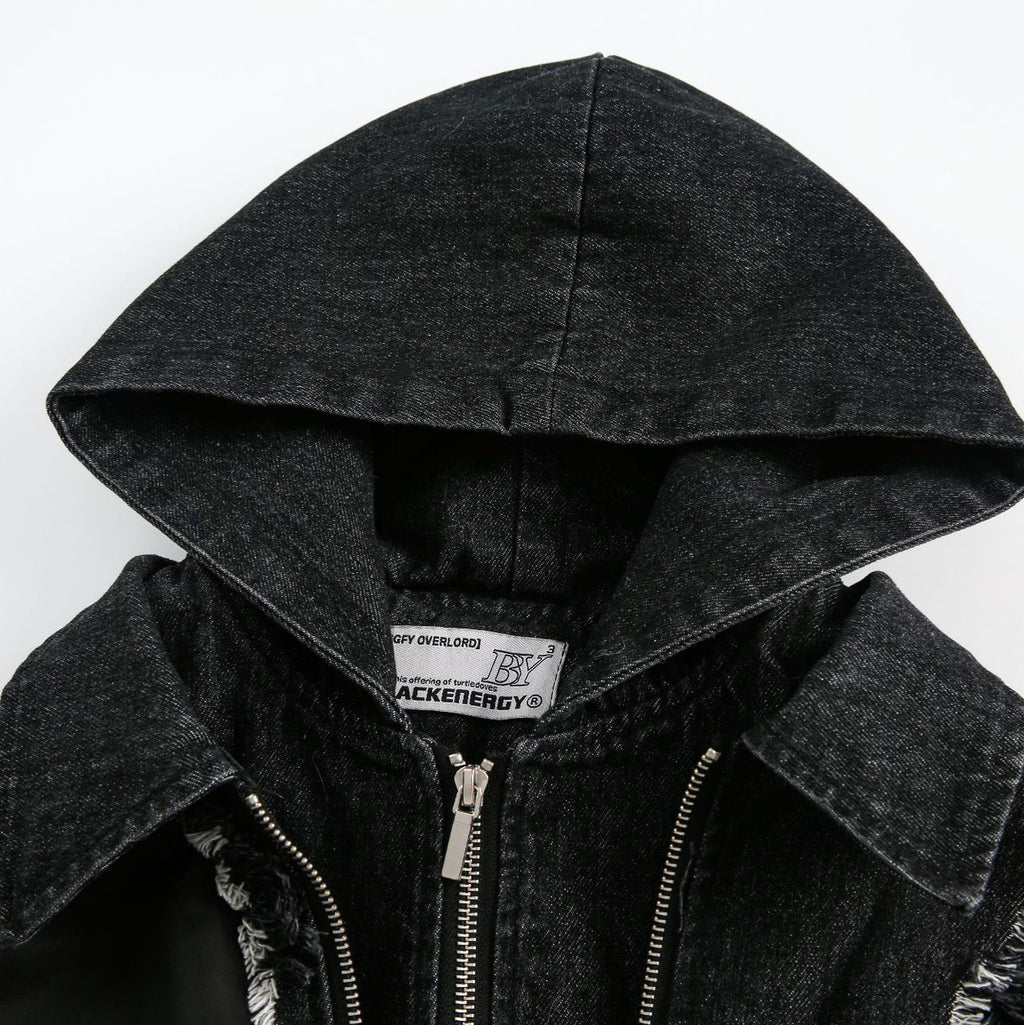 American Retro Washing Heavy Industry Stitching Hooded Jacket Jacket