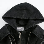 American Retro Washing Heavy Industry Stitching Hooded Jacket Jacket