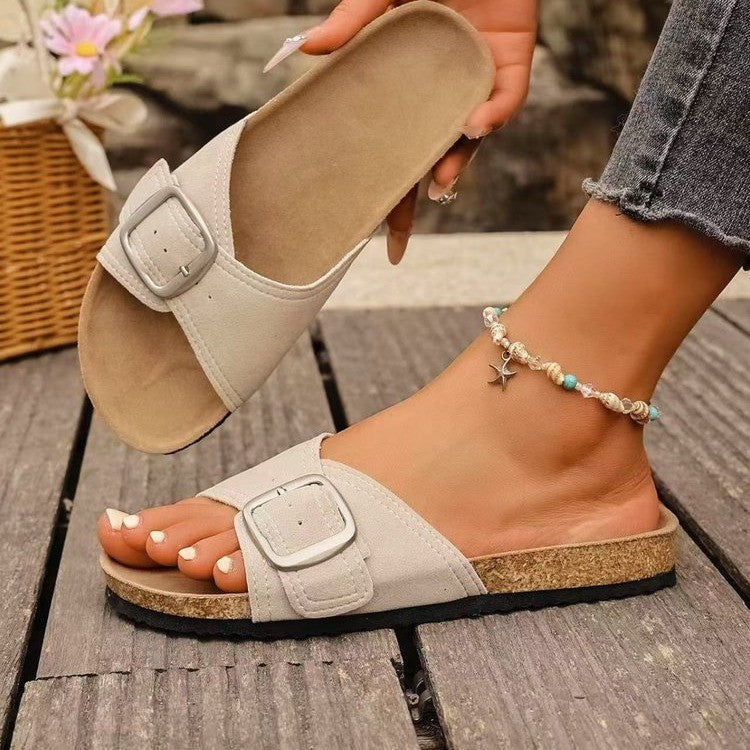 Summer New European And American Fashion Belt Buckle Open Toe Sandals Women