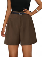 Elastic High Waist Wide Leg Casual Shorts