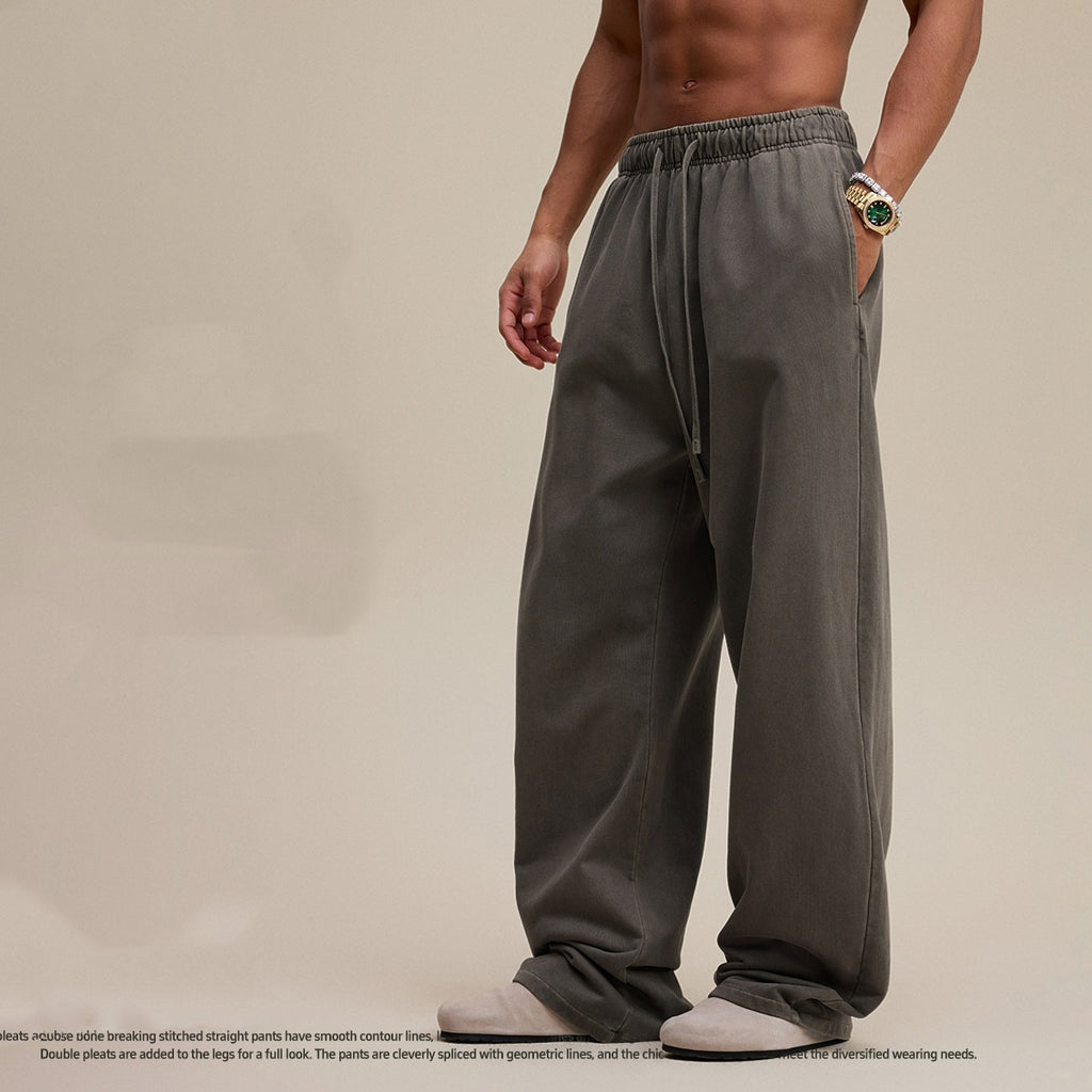 Heavy Bi Pattern Straight-leg Trousers Loose Casual Pants