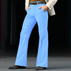 Men's Formal Wear Twill Stretch Slim Solid Color Bell-bottom Pants