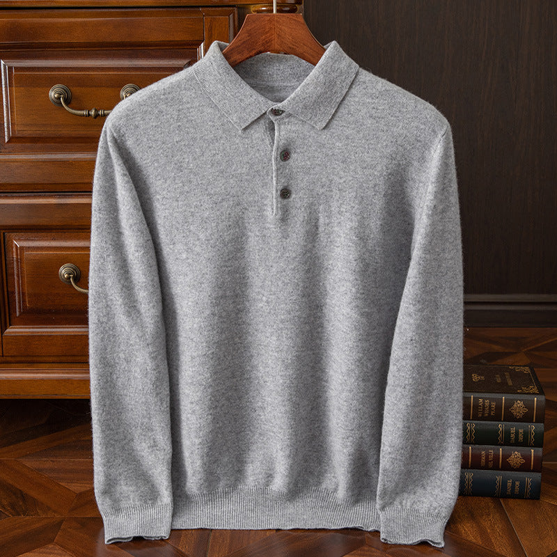 Machine Washable Autumn And Winter Men's Wool Sweater Loose Turn-down Collar