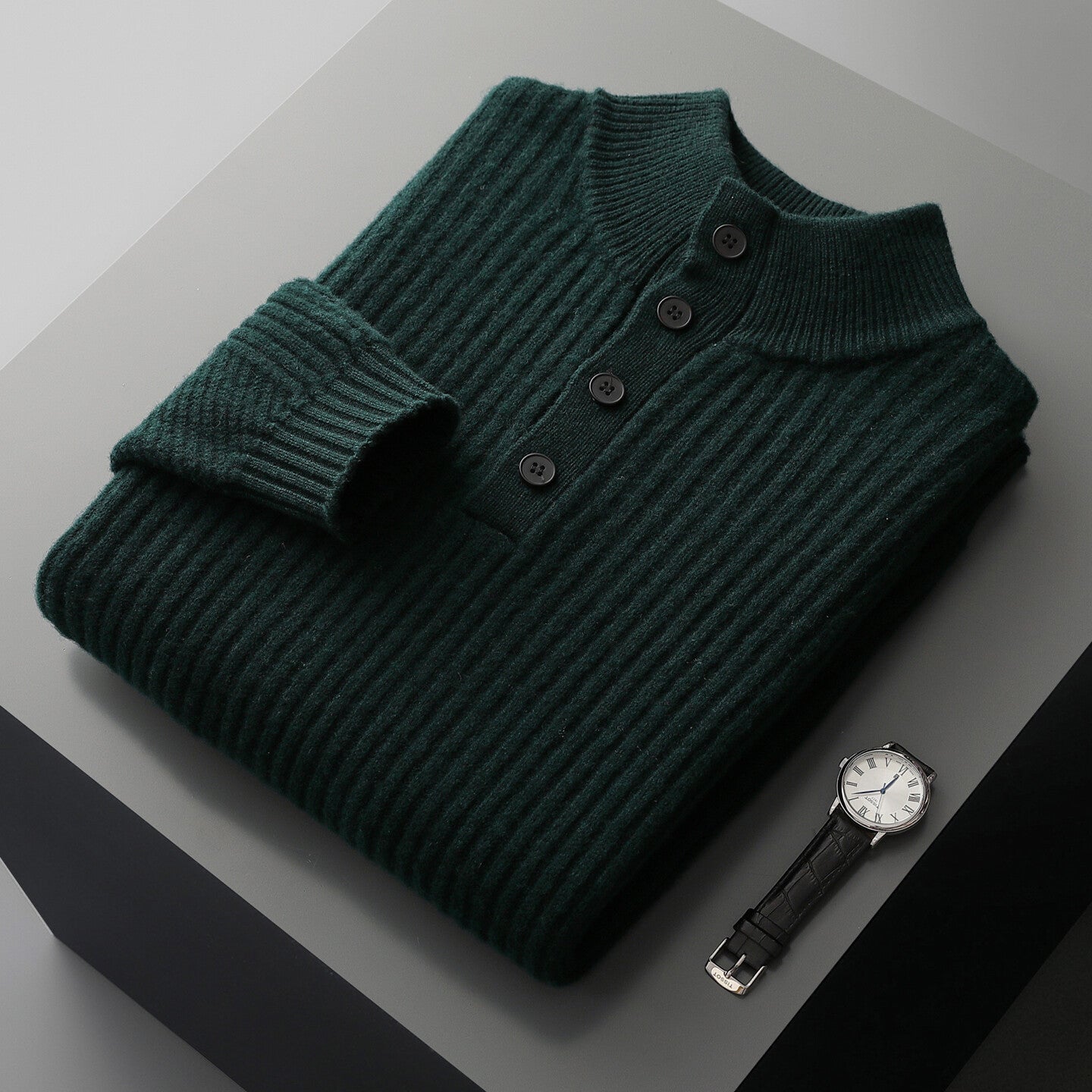 New Half Turtleneck Button Sweater For Men