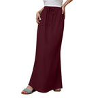 Women's Solid Color Drawstring Elastic Waist Skirt